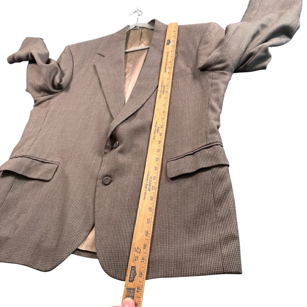 VTG Haggar City Casuals Blazer 46R Brown Micro Check Old Money Sport Coat USA - Picture 9 of 13